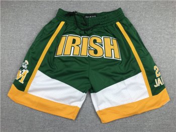 St.Vincent-St.Mary High School Just Don #23 LeBron James "Irish" Green Basketball Shorts