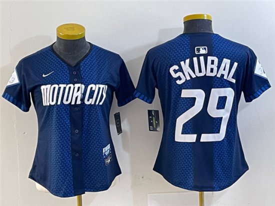 Womens Detroit Tigers #29 Tarik Skubal Navy 2024 City Connect Limited Jersey