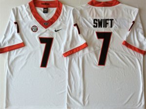 NCAA Georgia Bulldogs #7 D'Andre Swift White College Football Jersey