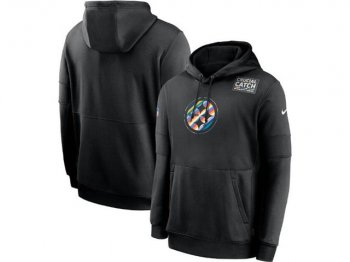 Pittsburgh Steelers Black Crucial Catch Sideline Performance Pocket Pullover Hoodie