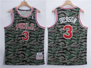 Philadelphia 76ers #3 Allen Iverson 1996-97 Camo Hardwood Classics Jersey