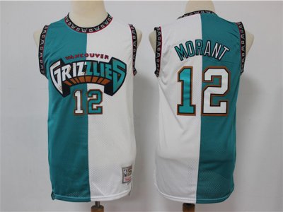 Memphis Grizzlies #12 Ja Morant Teal White Split Hardwood Classic Jersey