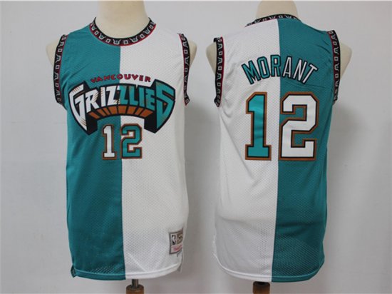 Memphis Grizzlies #12 Ja Morant Teal White Split Hardwood Classic Jersey