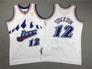 Youth Utah Jazz #12 John Stockton 1996-97 White Hardwood Classics Jersey