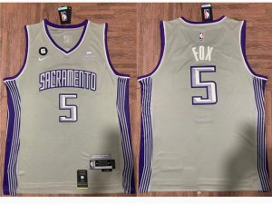 Sacramento Kings #5 De'Aaron Fox 2022-23 Gray City Edition Swingman Jersey