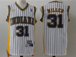 Indiana Pacers #31 Reggie Miller White Pinstripe Hardwood Classics Jersey