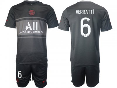 Club Paris Saint Germain #6 Verratti 3rd Black 2021/2022 Soccer Jersey