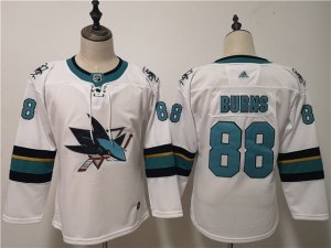 Women's Youth San Jose Sharks #88 Brent Burns White Jersey