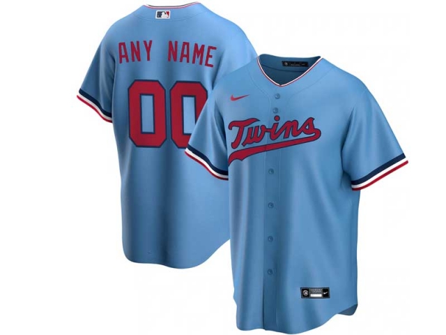 Minnesota Twins Custom #00 Alternate Light Blue Cool Base Jersey - Click Image to Close