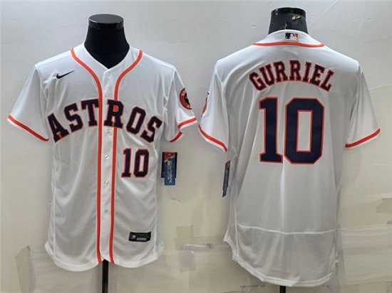 Houston Astros #10 Yuli Gurriel White Flex Base Jersey