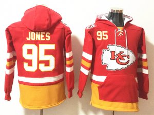 Kansas City Chiefs #95 Chris Jones Red With Pocket Hoodie Jersey