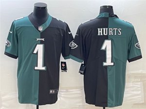 Philadelphia Eagles #1 Jalen Hurts Green/Black Split Vapor Limited Jersey