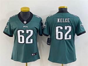 Women's Philadelphia Eagles #62 Jason Kelce Green Vapor Limited Jersey