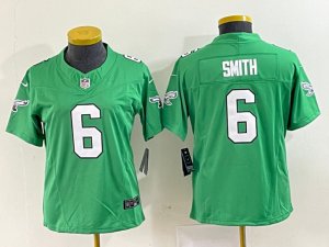 Womens Philadelphia Eagles #6 DeVonta Smith Kelly Green Vapor F.U.S.E. Limited Jersey