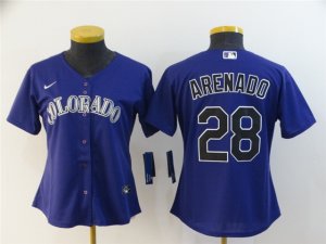 Women's Colorado Rockies #28 Nolan Arenado Purple Cool Base Jersey