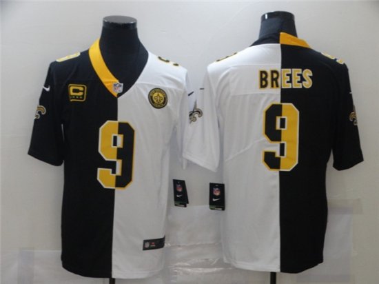 New Orleans Saints #9 Drew Brees Split Black/White Limited Jersey