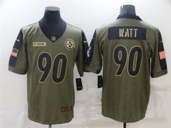 Pittsburgh Steelers #90 T.J. Watt 2021 Olive Salute To Service Limited Jersey