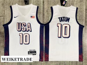 2024 Olympic Team USA #10 Jayson Tatum White Basketball Jersey