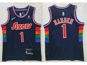 Philadelphia 76ers #1 James Harden 2021-22 Navy City Edition Swingman Jersey