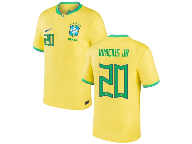 National Brazil #20 VINICIUS JR Home Yellow 2022/23 Soccer Jersey - Click Image to Close