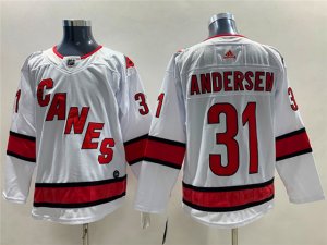 Carolina Hurricanes #31 Frederik Andersen Away White Jersey