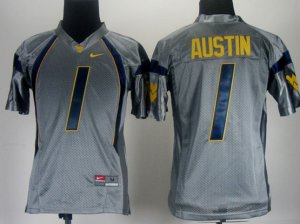 Youth NCAA West Virginia Mountaineers #1 Tavon Austin Gray Jersey