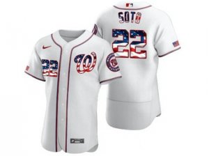 Washington Nationals #22 Juan Soto White Usa Flag Flex Base Jersey