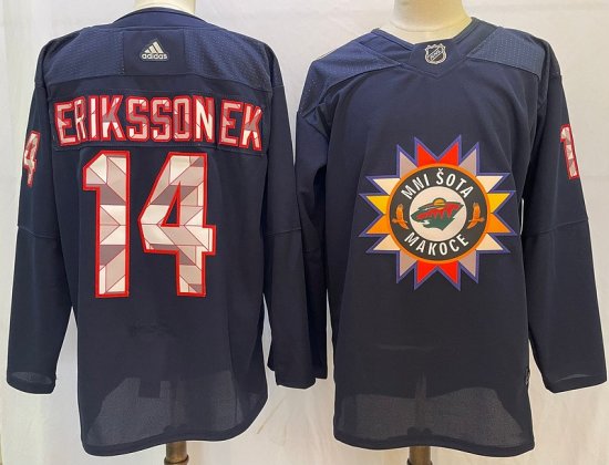 Minnesota Wild #14 Joel Eriksson Navy 2021/22 Heritage Day Jersey