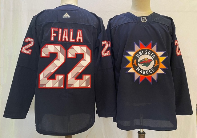 Minnesota Wild #22 Kevin Fiala Navy 2021/22 Heritage Day Jersey - Click Image to Close