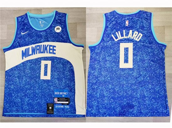 Milwaukee Bucks #0 Damian Lillard 2023-24 Blue City Edition Swingman Jersey