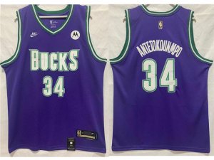 Milwaukee Bucks #34 Giannis Antetokounmpo 2022-23 Purple Classic Edition Swingman Jersey