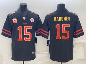 Kansas City Chiefs #15 Patrick Mahomes Black Gold Vapor Limited Jersey