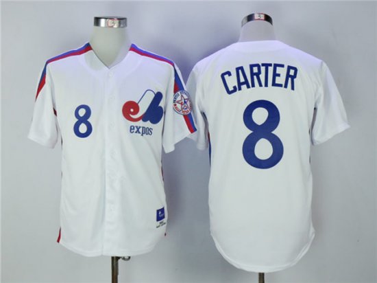 Montreal Expos #8 Gary Carter White Throwback Jersey