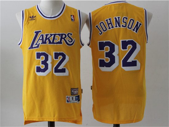 Los Angeles Lakers #32 Magic Johnson Gold Hardwood Classic Jersey