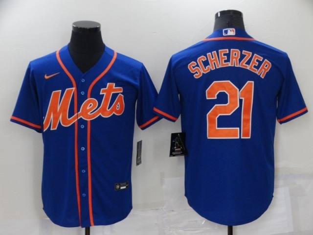 New York Mets #21 Max Scherzer Royal Orange Cool Base Jersey - Click Image to Close