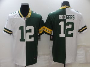 Green Bay Packers #12 Aaron Rodgers Split Green/White Limited Jersey