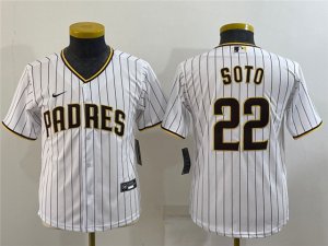 Youth San Diego Padres #22 Juan Soto White Cool Base Jersey