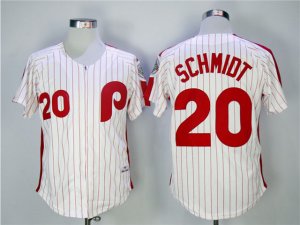 Philadelphia Phillies #20 Mike Schmidt 1983 White Pinstripe Throwback Jersey