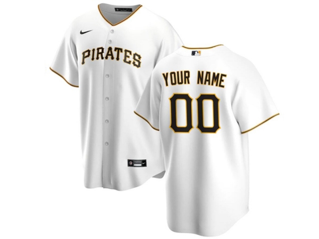 Pittsburgh Pirates Custom #00 Home White Cool Base Jersey - Click Image to Close