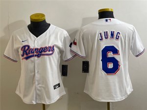 Womens Texas Rangers #6 Josh Jung White Cool Base Jersey