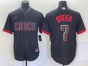 Cincinnati Reds #7 Spencer Steer Black 2023 City Connect Jersey