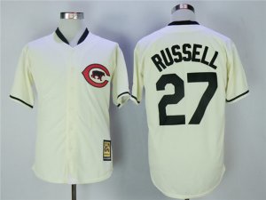 Chicago Cubs #27 Addison Russell Cream Throwback Cool Base Jersey