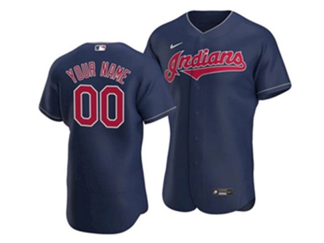 Cleveland Indians Custom #00 Navy Cool Base Jersey - Click Image to Close