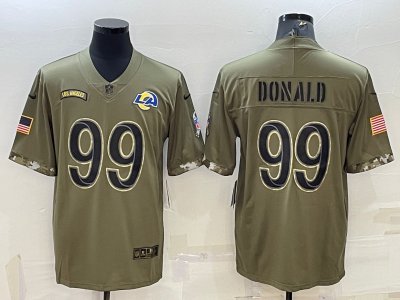 Los Angeles Rams #99 Aaron Donald 2022 Olive Salute To Service Limited Jersey