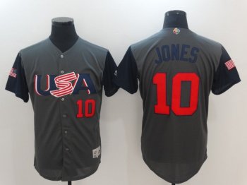 USA #10 Adam Jones Gray 2017 World MLB Classic Jersey