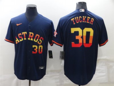 Houston Astros #30 Kyle Tucker Navy Rainbow Cool Base Jersey