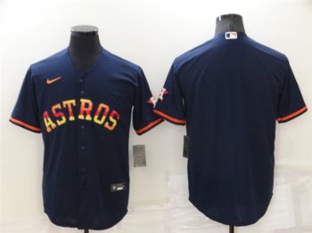 Houston Astros Blank Navy/Rainbow Cool Base Jersey