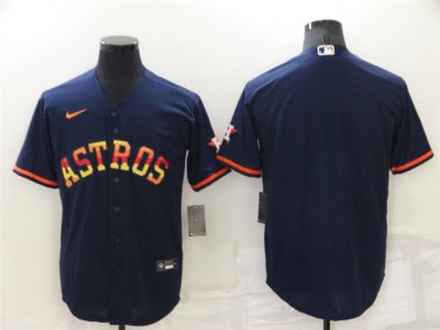 Houston Astros Blank Navy/Rainbow Cool Base Jersey