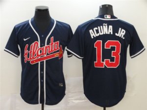 Atlanta Braves #13 Ronald Acuna Jr. Navy Cool Base Jersey