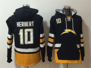 Los Angeles Chargers #10 Justin Herbert Black Pocket Pullover Hoodie Jersey